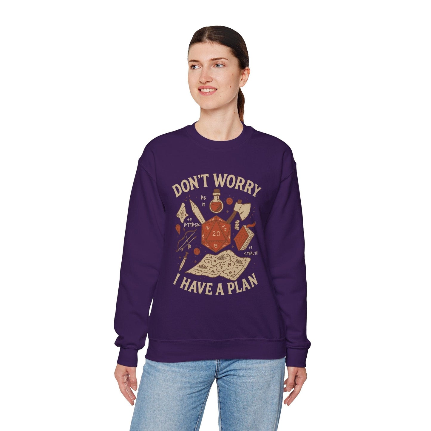 Printify Sweatshirt Don't Worry I have a Plan D&D Sweatshirt