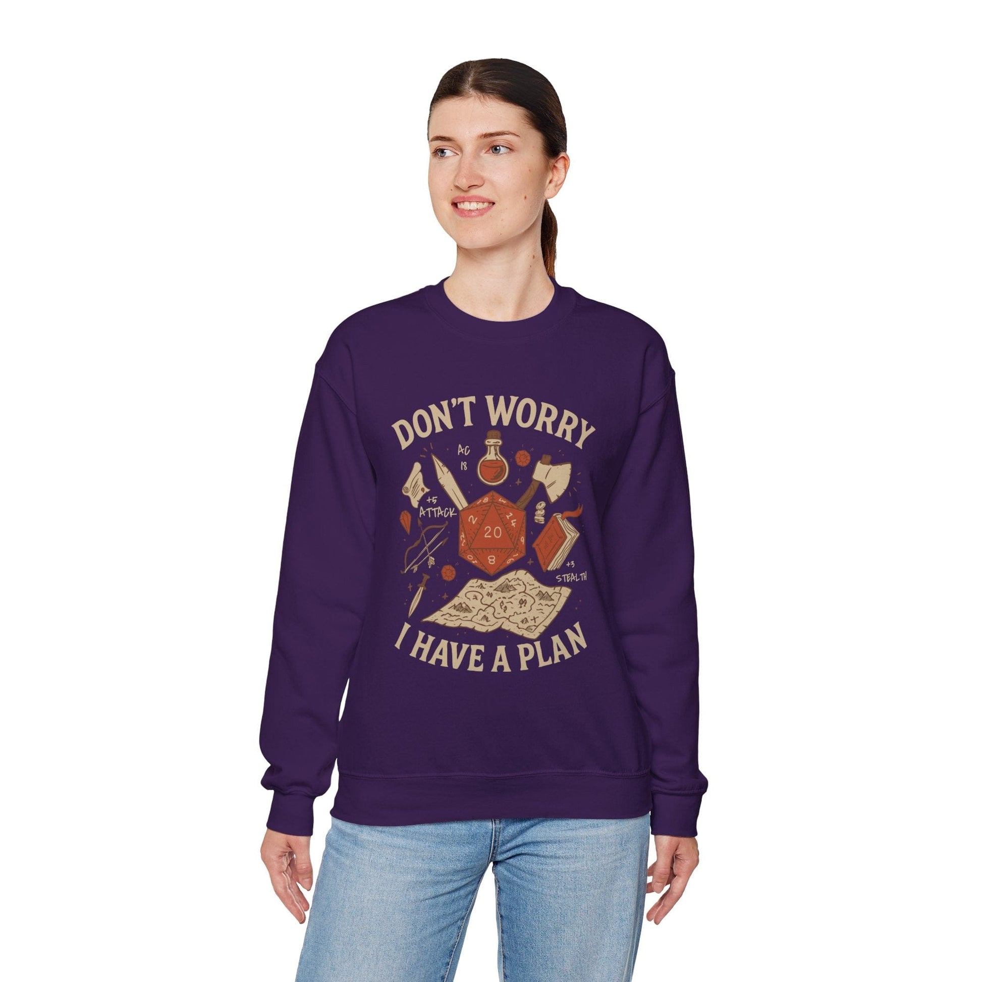 Printify Sweatshirt Don't Worry I have a Plan D&D Sweatshirt
