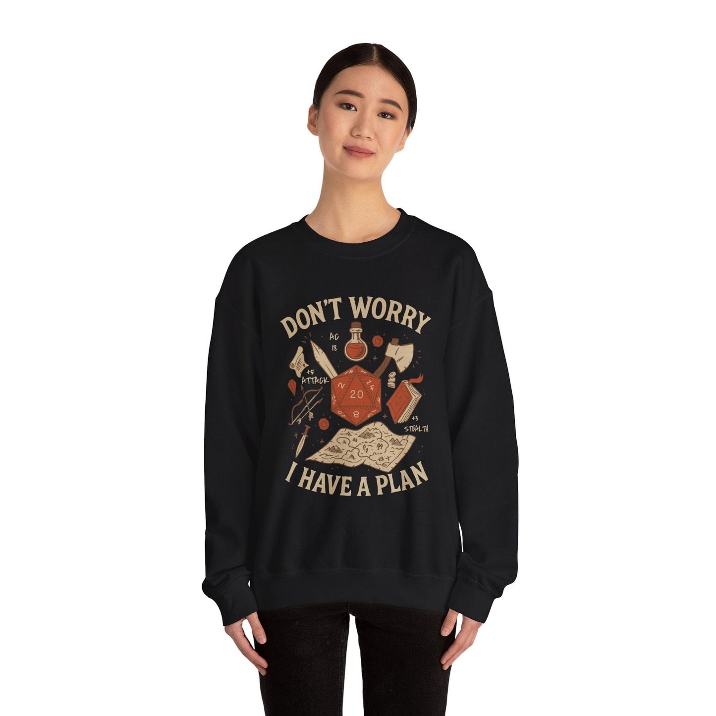 Printify Sweatshirt Don't Worry I have a Plan D&D Sweatshirt