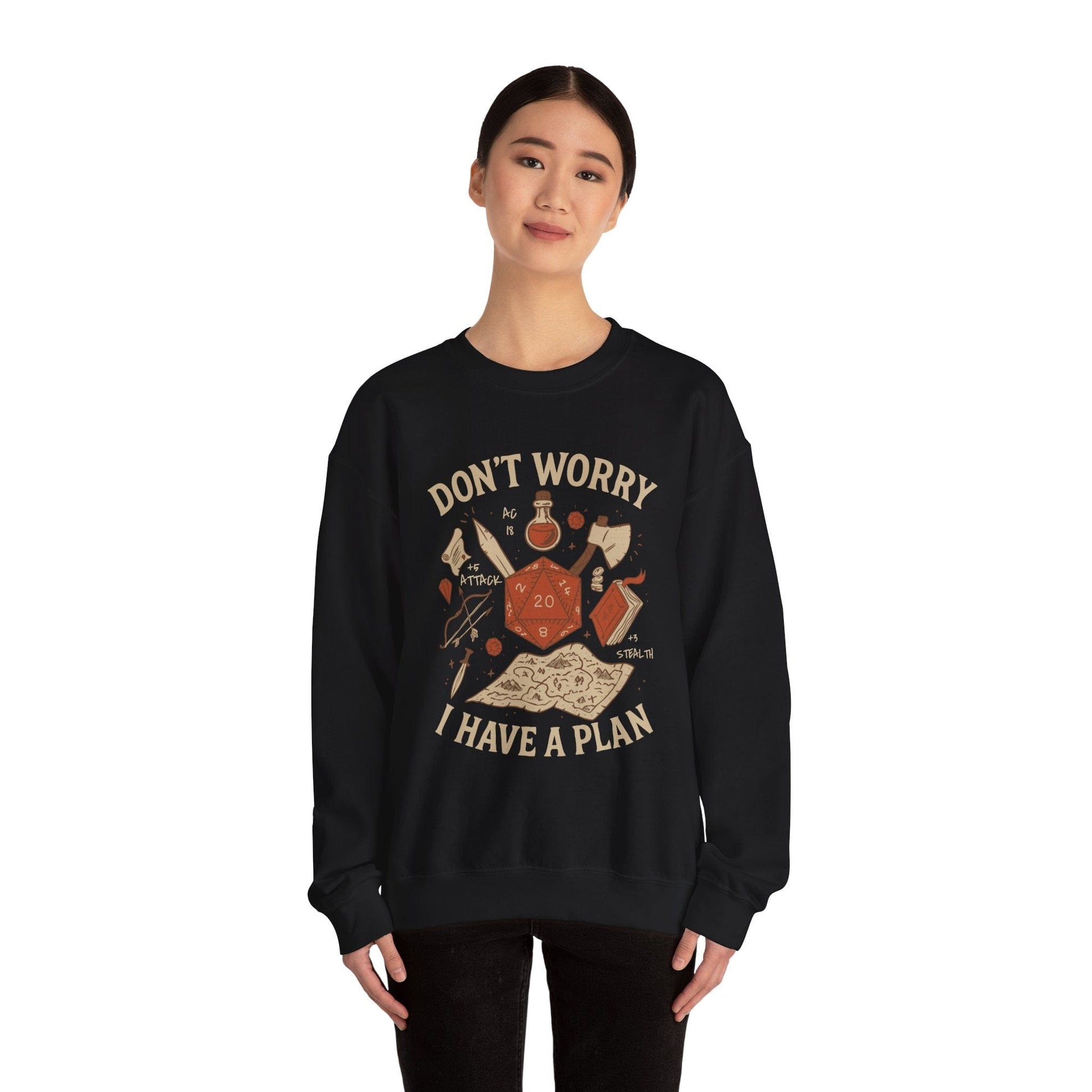 Printify Sweatshirt Don't Worry I have a Plan D&D Sweatshirt