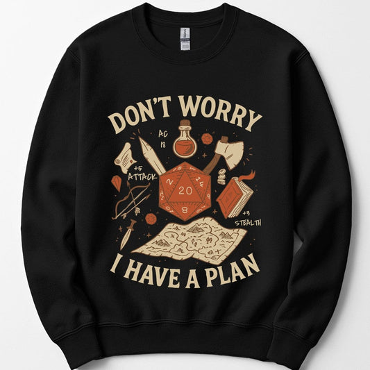 Printify Sweatshirt Black / S Don't Worry I have a Plan D&D Sweatshirt