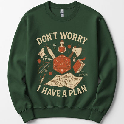 Printify Sweatshirt Forest Green / S Don't Worry I have a Plan D&D Sweatshirt