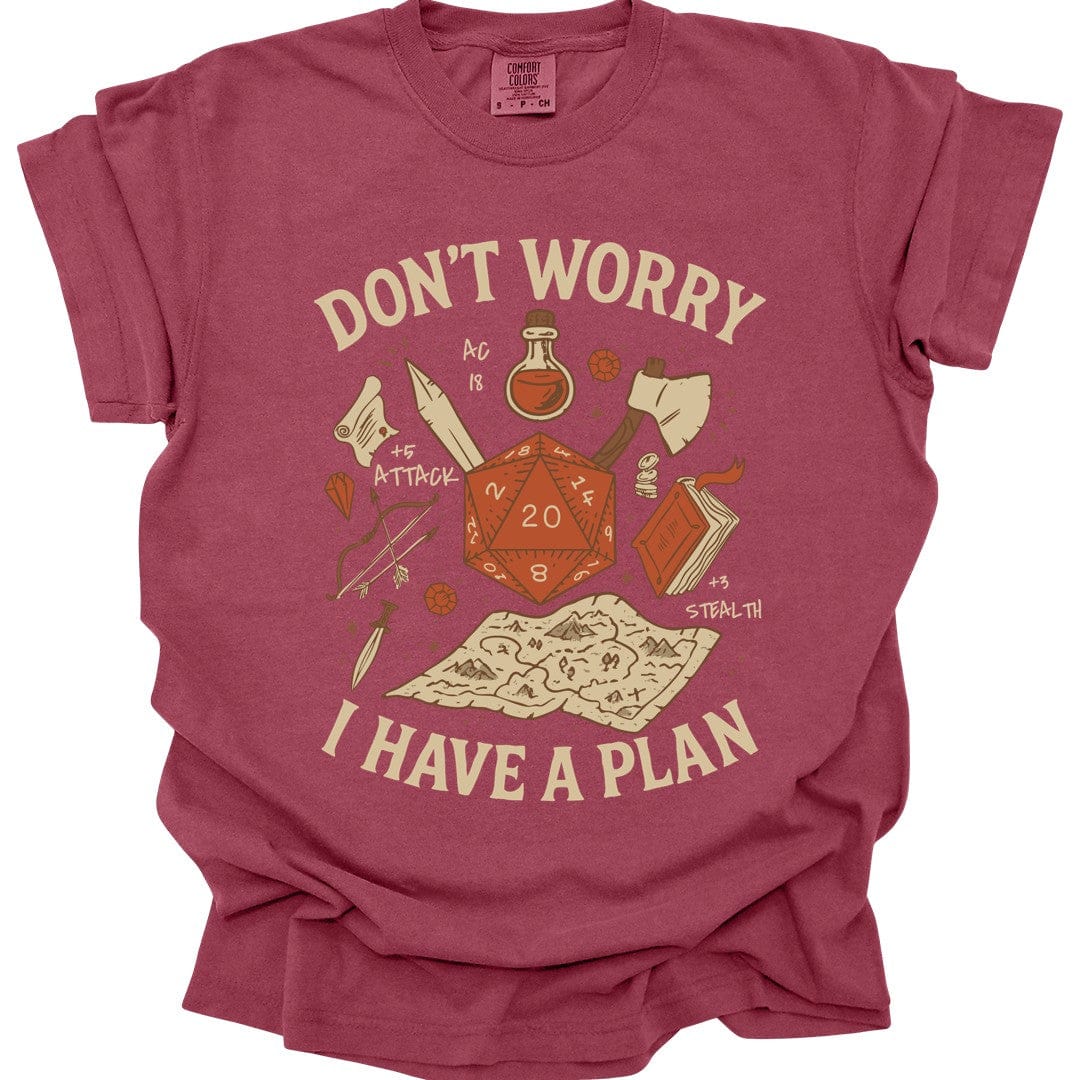 Printify T-Shirt Chili / S Don't Worry I have a Plan D&D T-Shirt - Comfort Colors