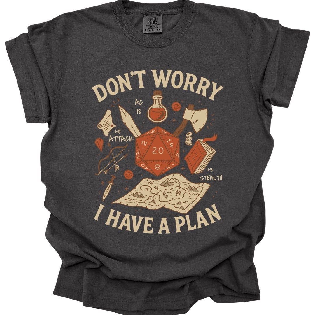 Printify T-Shirt Pepper / S Don't Worry I have a Plan D&D T-Shirt - Comfort Colors