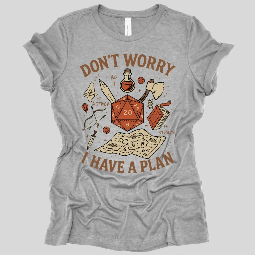 Printify T-Shirt Athletic Heather / S Don't Worry I have a Plan D&D Women's T-shirt
