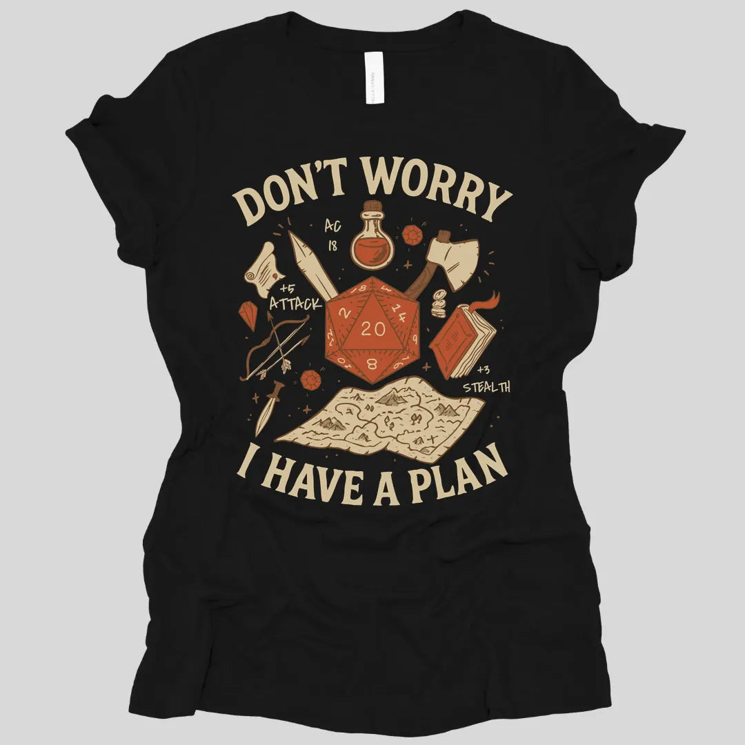 Printify T-Shirt Black / S Don't Worry I have a Plan D&D Women's T-shirt