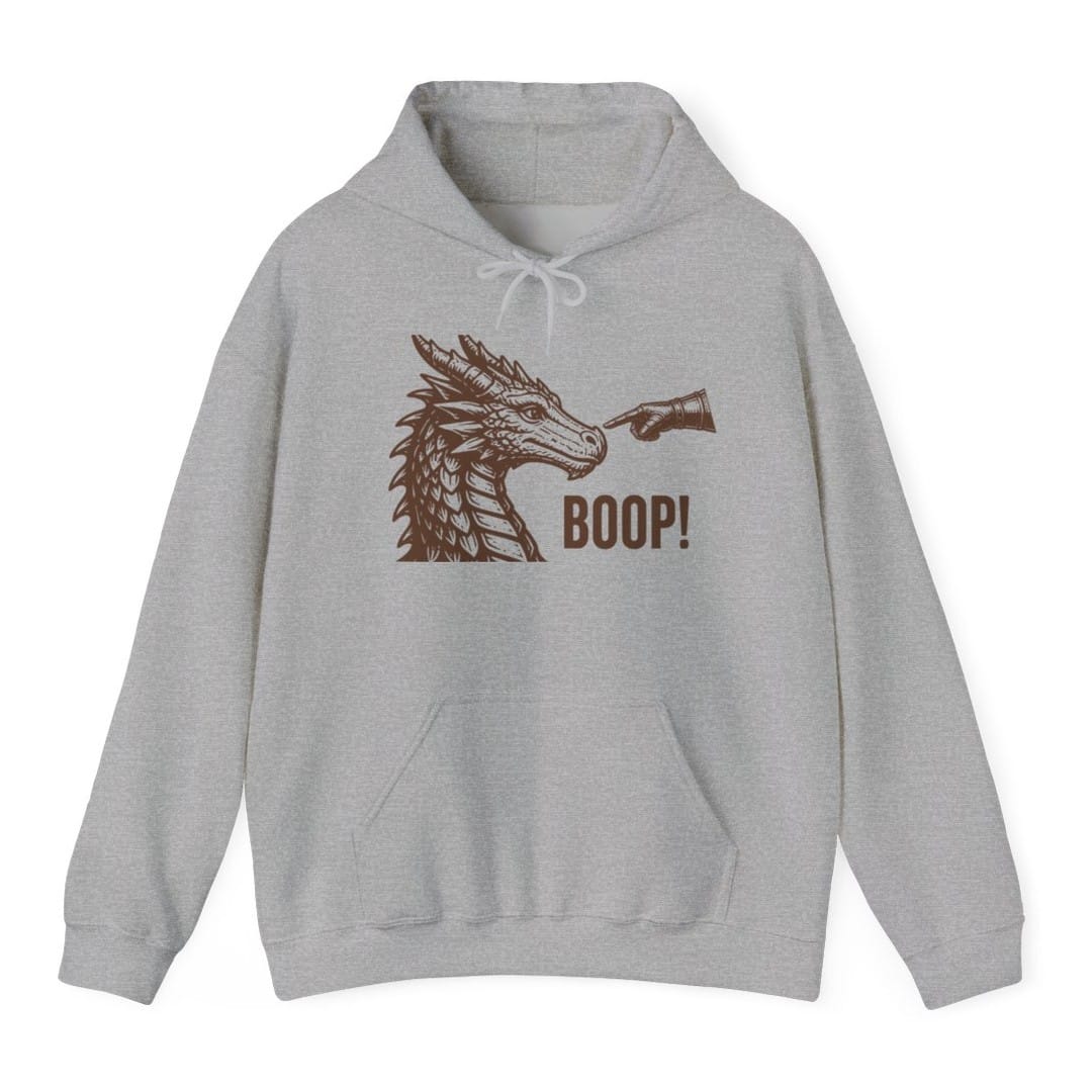 The same Dragon Boop design, on a sport grey hoodie.