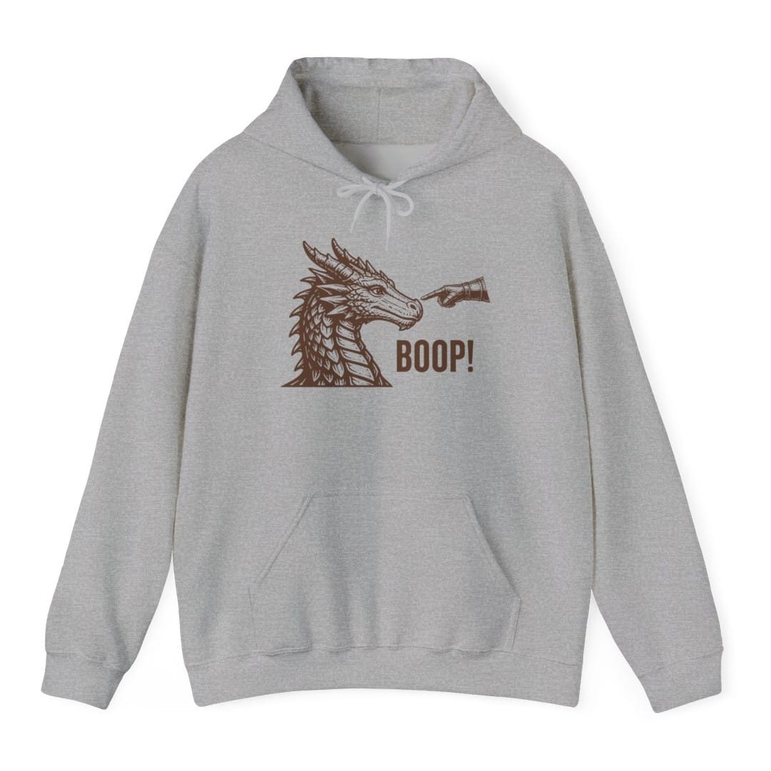 The same Dragon Boop design, on a sport grey hoodie.