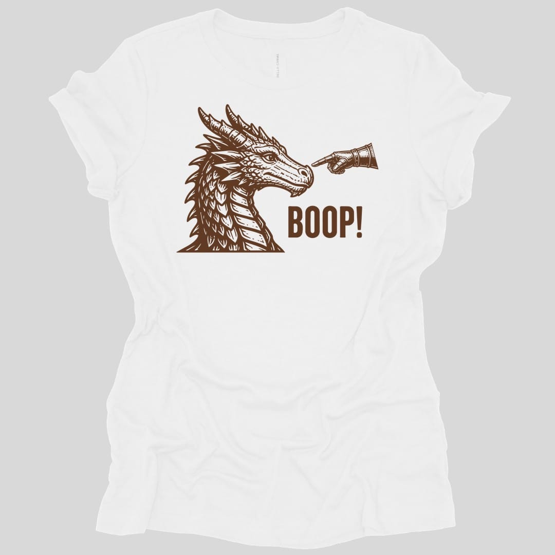 The same Dragon Boop design, on a white t-shirt.