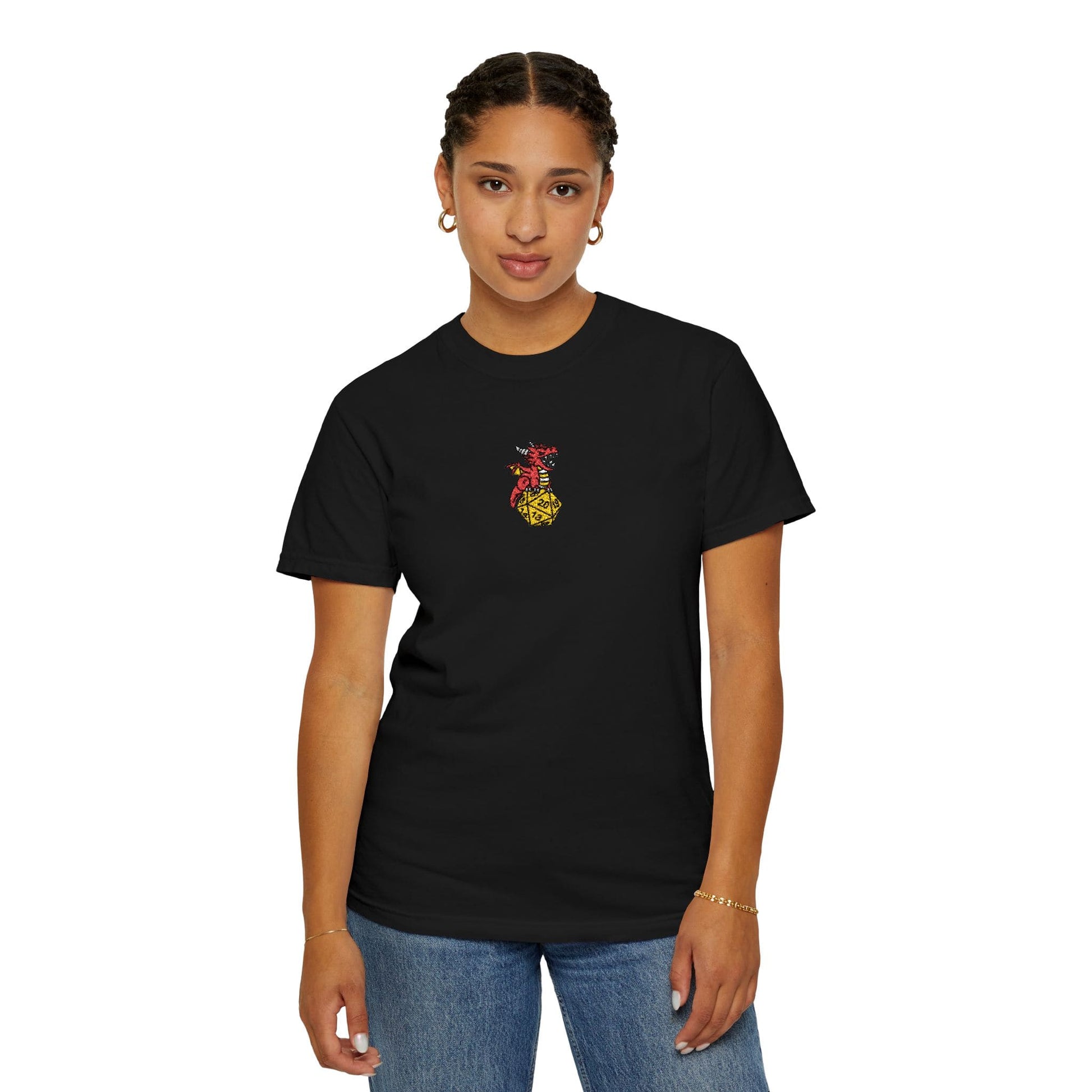 Printify T-Shirt Dragon Dice Embroidery T-shirt - Comfort Colors