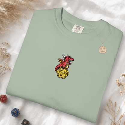 Printify T-Shirt Bay / S Dragon Dice Embroidery T-shirt - Comfort Colors