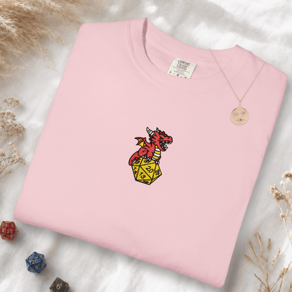 Printify T-Shirt Blossom / S Dragon Dice Embroidery T-shirt - Comfort Colors