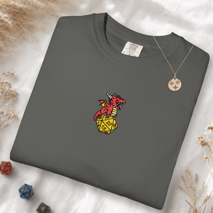 Printify T-Shirt Pepper / S Dragon Dice Embroidery T-shirt - Comfort Colors