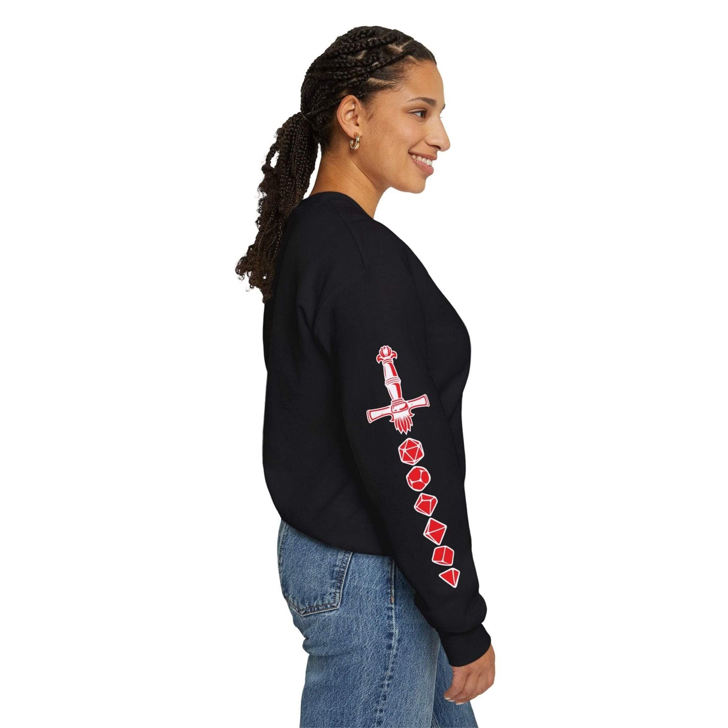 Printify Sweatshirt Dragon & Dice Sword D&D Sweatshirt