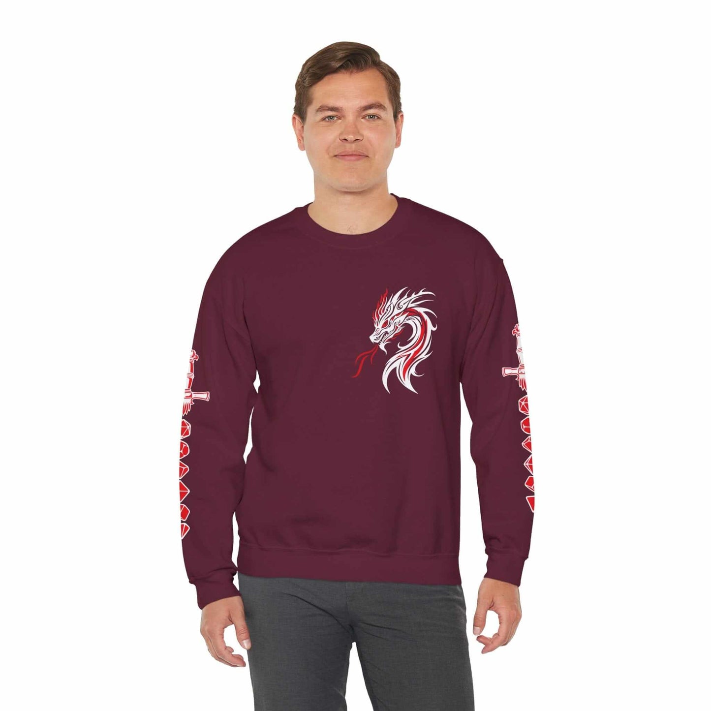 Printify Sweatshirt Dragon & Dice Sword D&D Sweatshirt