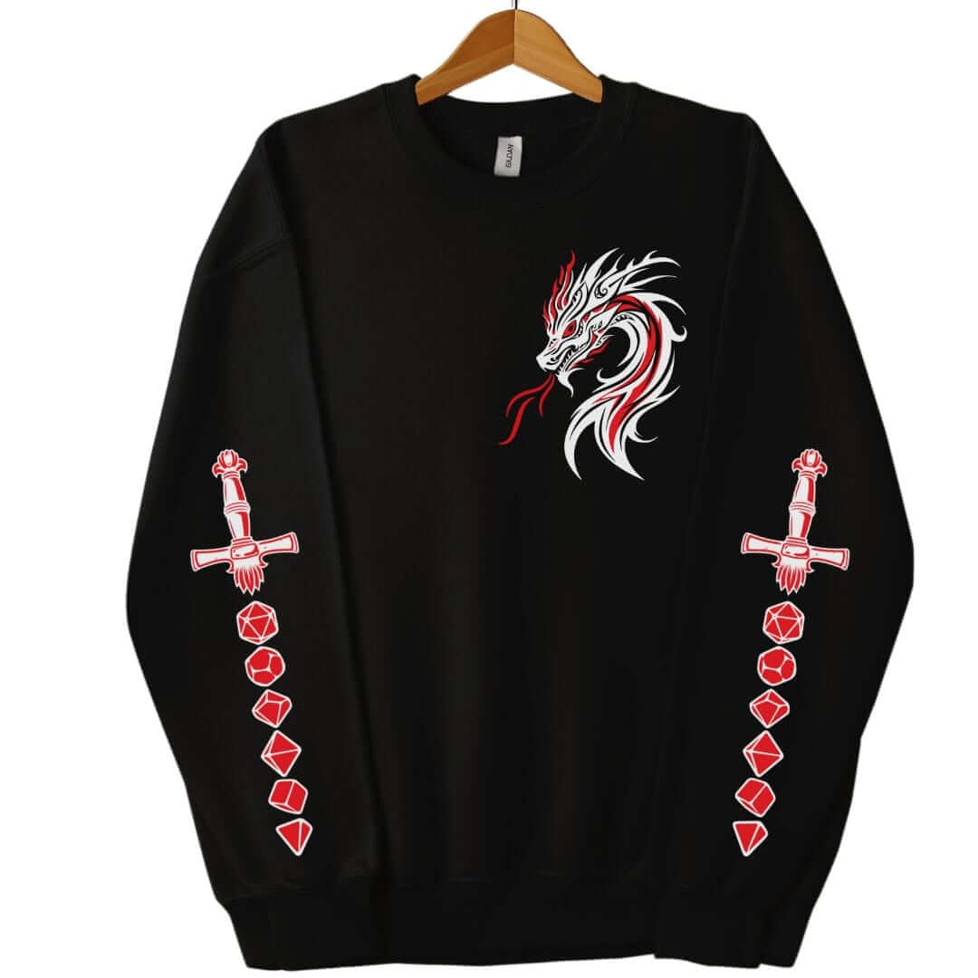 Printify Sweatshirt S / Black Dragon & Dice Sword D&D Sweatshirt