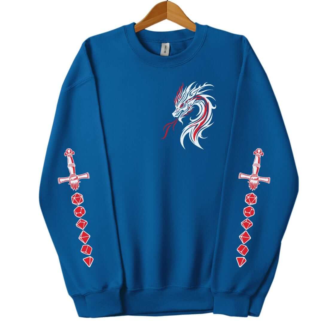 Printify Sweatshirt S / Royal Dragon & Dice Sword D&D Sweatshirt