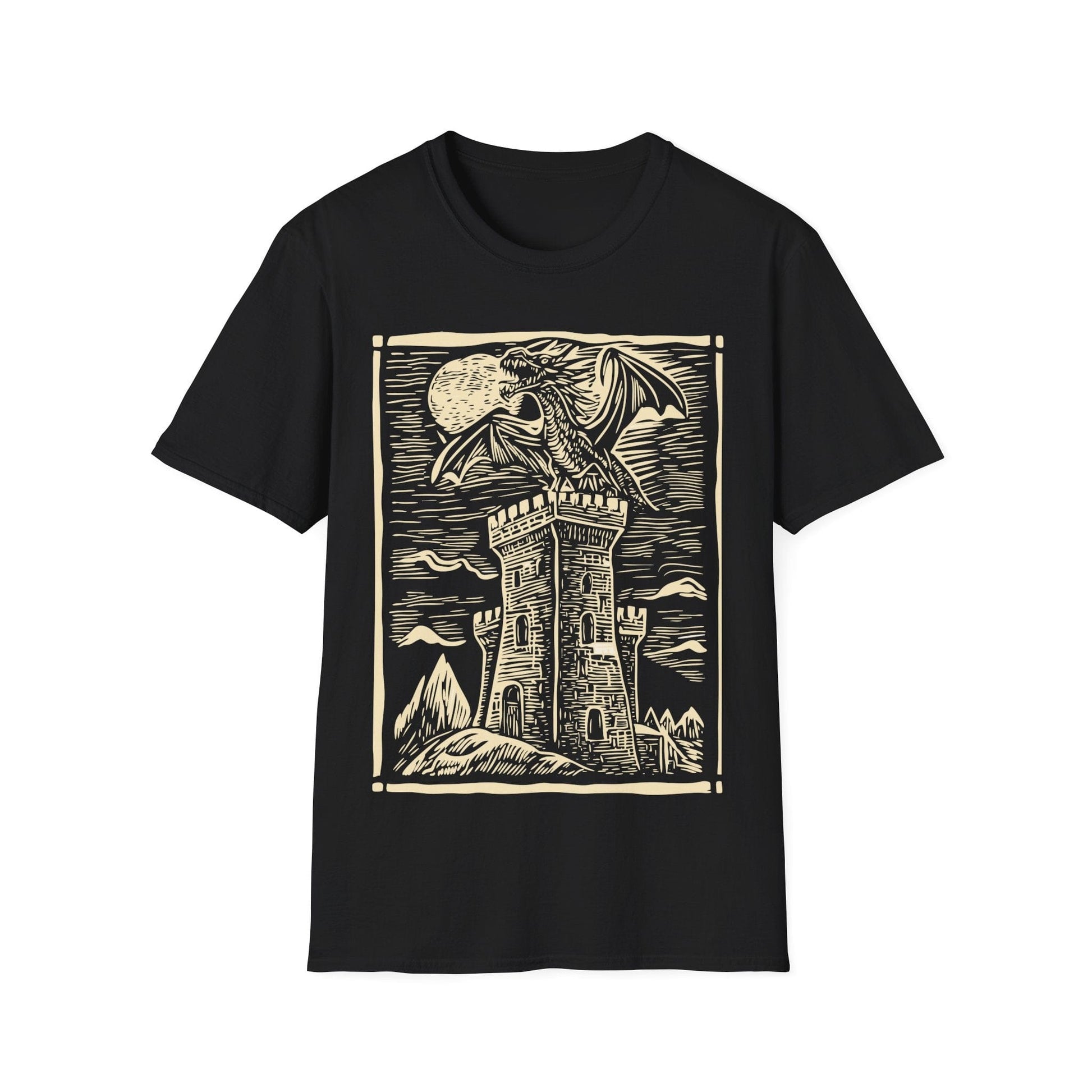 Printify T-Shirt Black / S Dragon Shirt - Vintage Medieval Art
