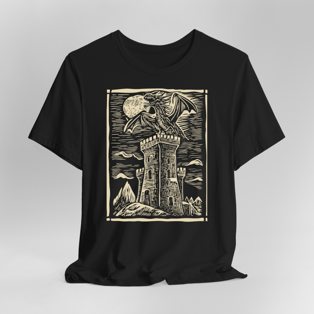 Printify T-Shirt Black / S Dragon Shirt - Vintage Medieval Art