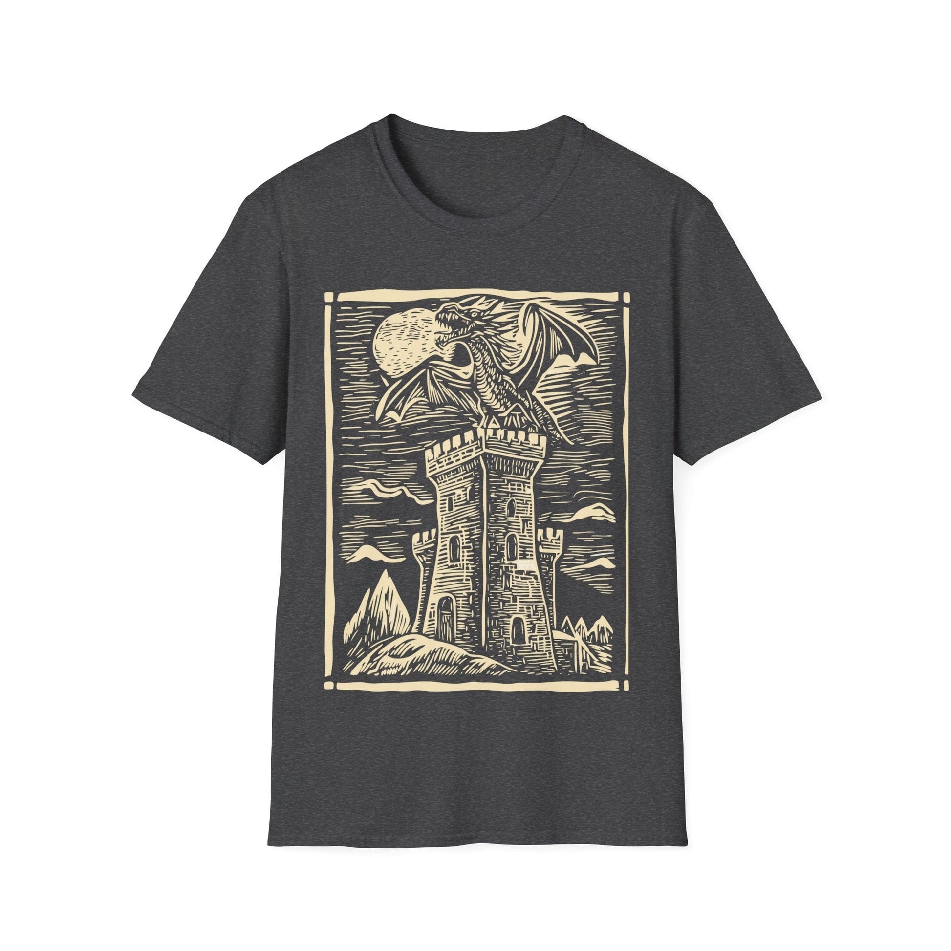 Printify T-Shirt Dark Heather / S Dragon Shirt - Vintage Medieval Art