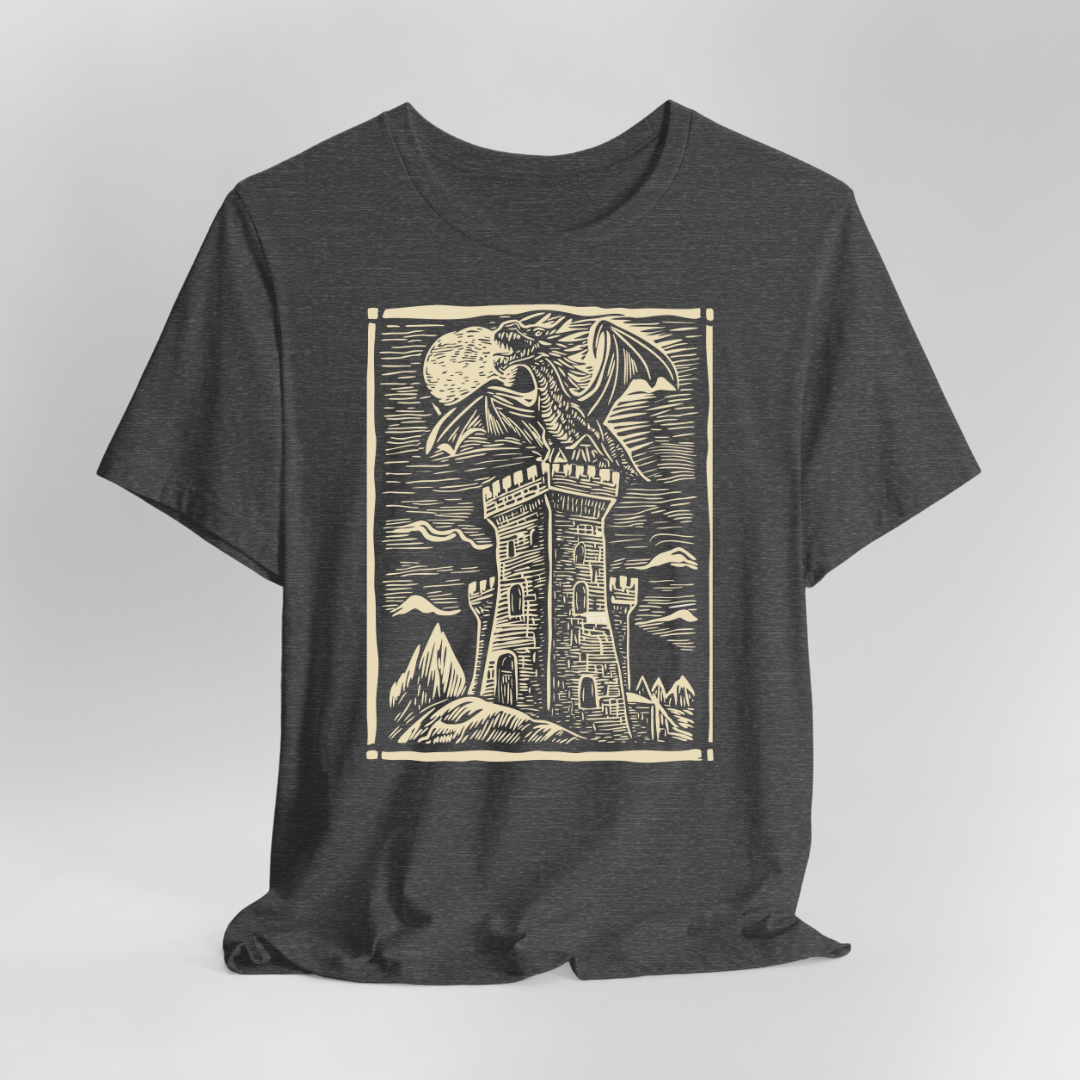 Printify T-Shirt Dark Heather / S Dragon Shirt - Vintage Medieval Art