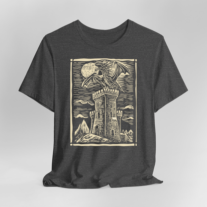 Printify T-Shirt Dark Heather / S Dragon Shirt - Vintage Medieval Art