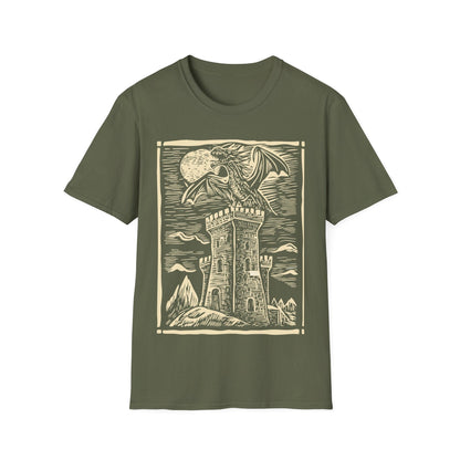 Printify T-Shirt Military Green / S Dragon Shirt - Vintage Medieval Art