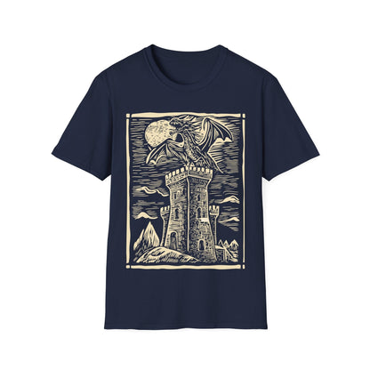 Printify T-Shirt Navy / S Dragon Shirt - Vintage Medieval Art