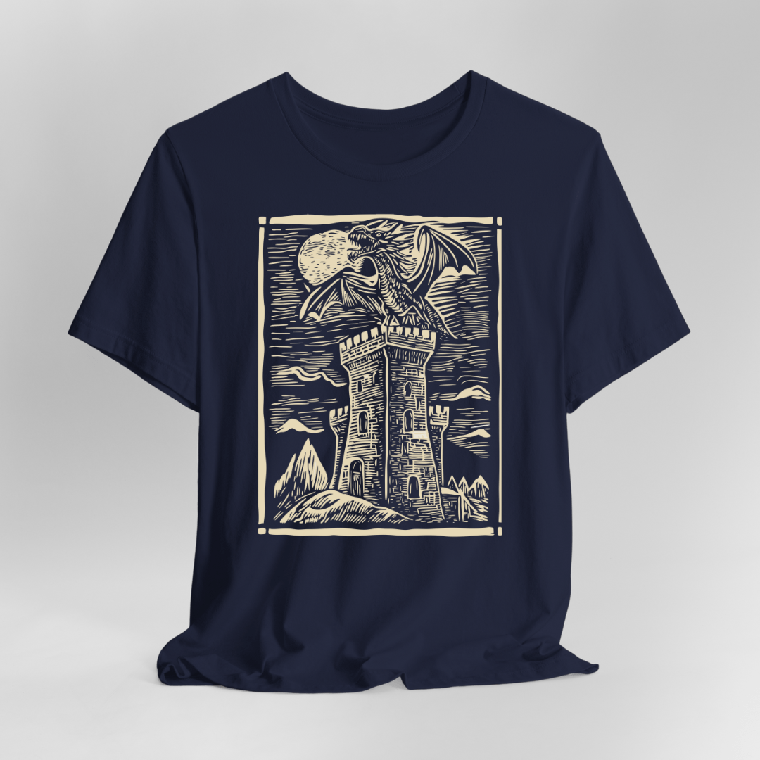 Printify T-Shirt Navy / S Dragon Shirt - Vintage Medieval Art