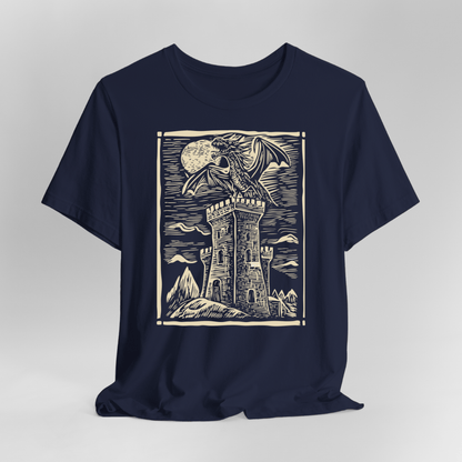 Printify T-Shirt Navy / S Dragon Shirt - Vintage Medieval Art