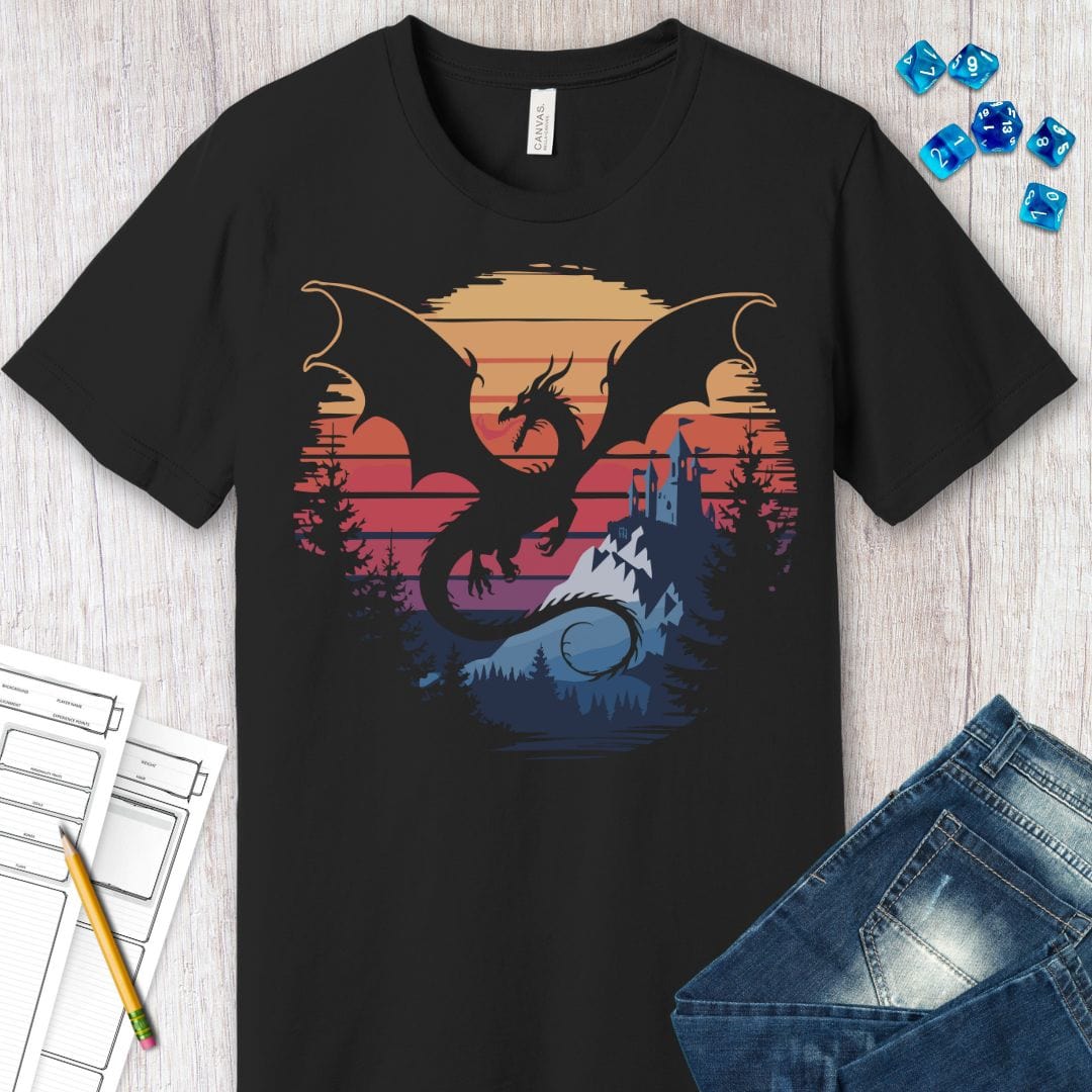 Printify T-Shirt Dragon T-shirt - Fantasy Landscape