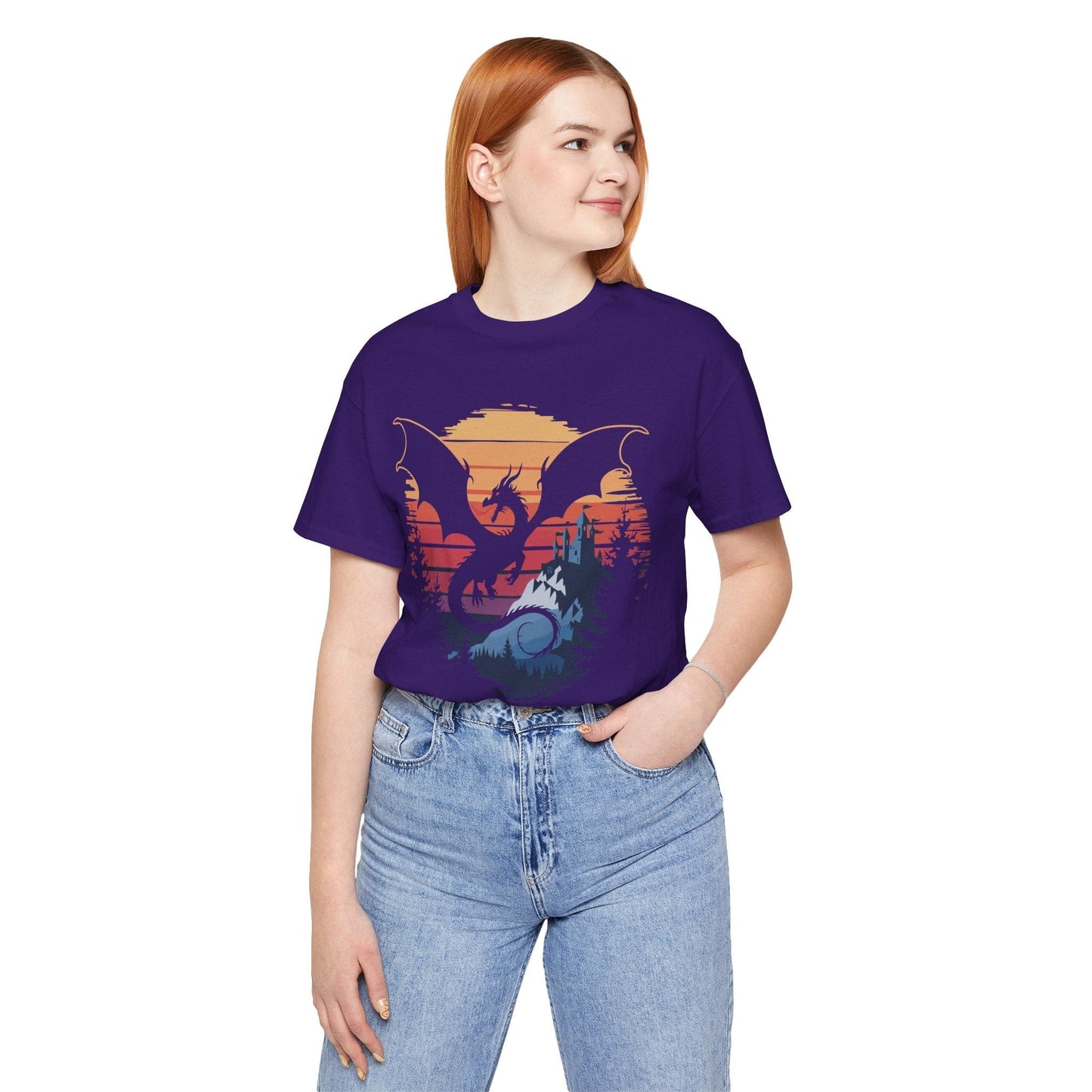 Printify T-Shirt Dragon T-shirt - Fantasy Landscape