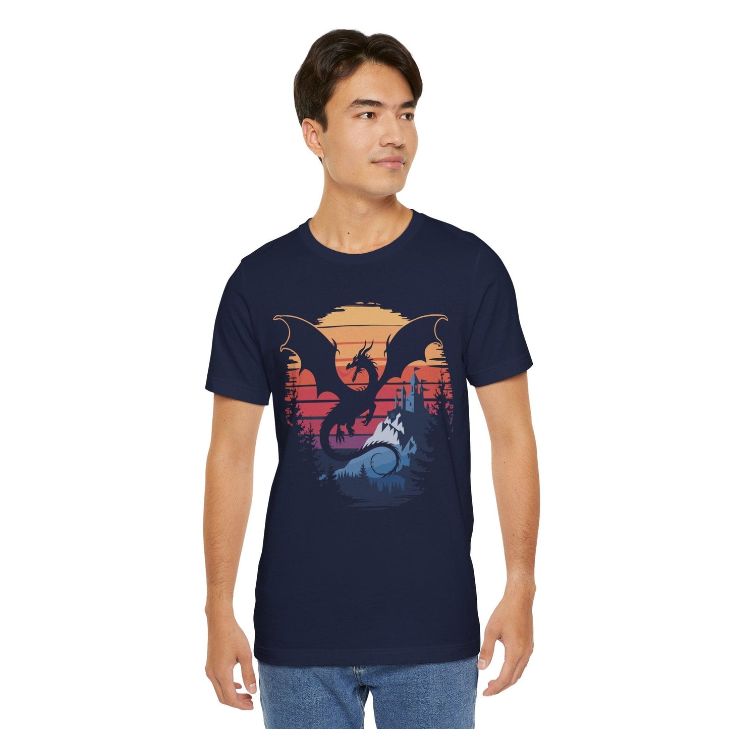 Printify T-Shirt Dragon T-shirt - Fantasy Landscape