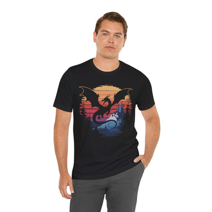 Printify T-Shirt Dragon T-shirt - Fantasy Landscape