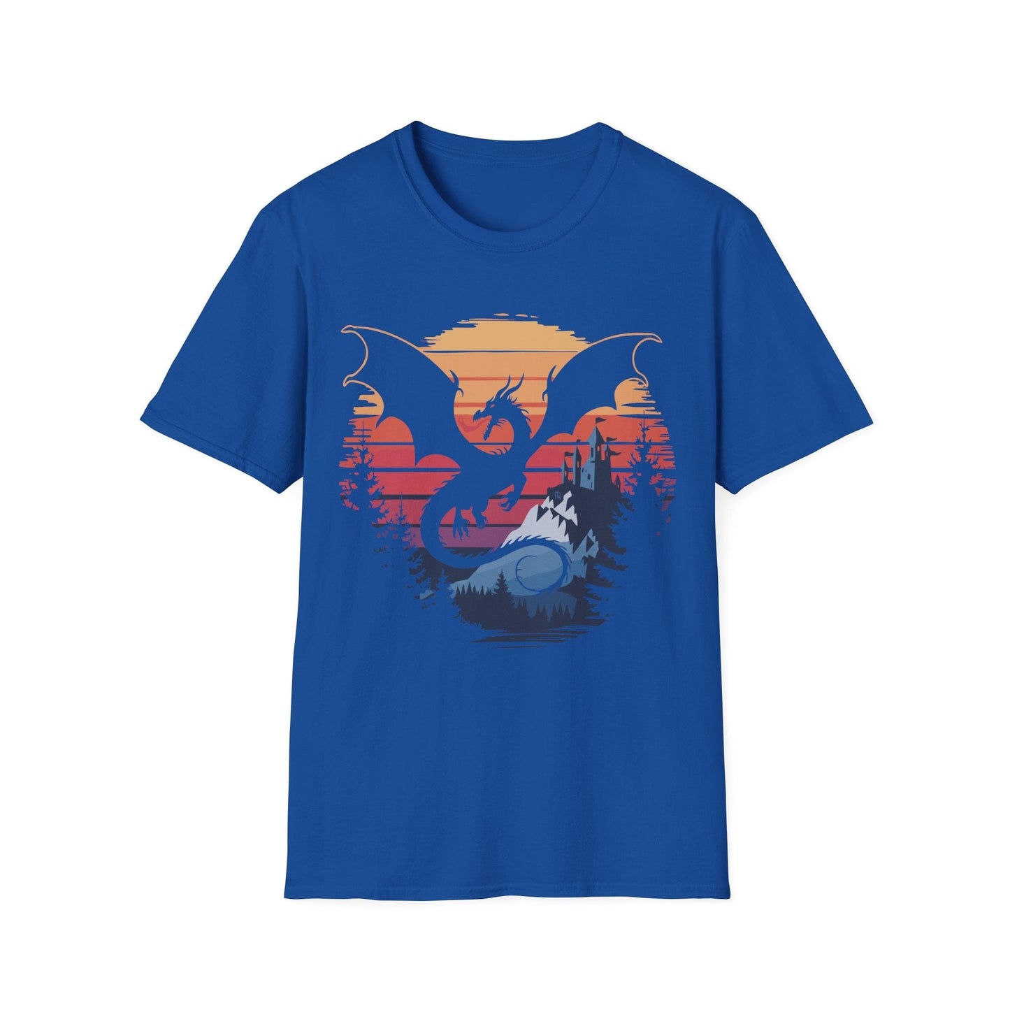 Printify T-Shirt True Royal / S Dragon T-shirt - Fantasy Landscape