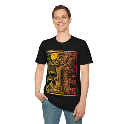 Printify T-Shirt Dragon Vintage Medieval Art Gradient T-Shirt