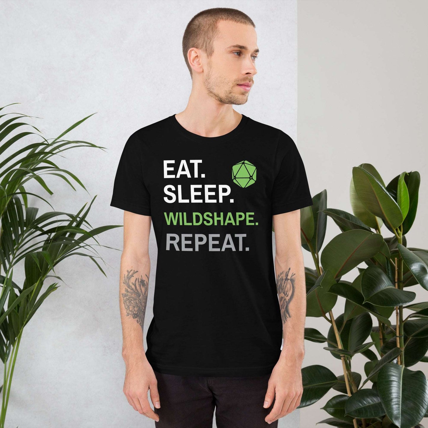 Printify T-Shirt Druid Class T-Shirt – 'Eat, Sleep, Wildshape, Repeat'