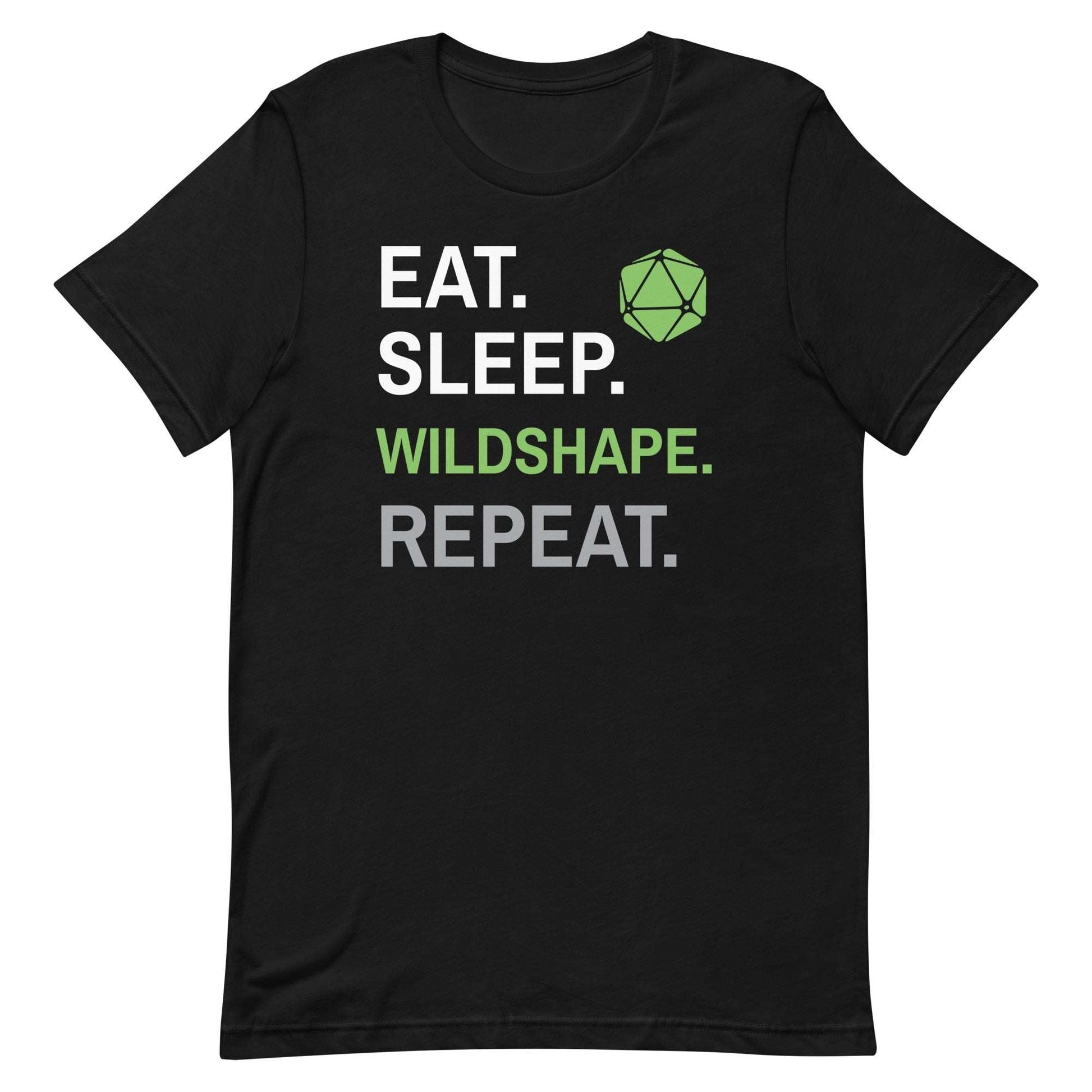 Printify T-Shirt Black / S Druid Class T-Shirt – 'Eat, Sleep, Wildshape, Repeat'