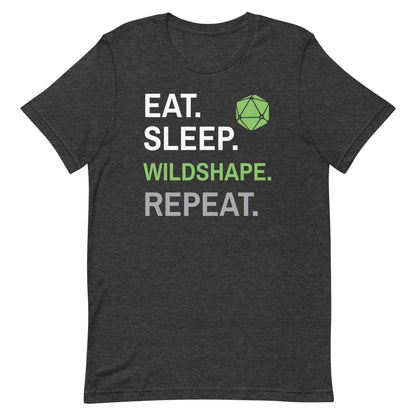 Printify T-Shirt Dark Grey Heather / S Druid Class T-Shirt – 'Eat, Sleep, Wildshape, Repeat'