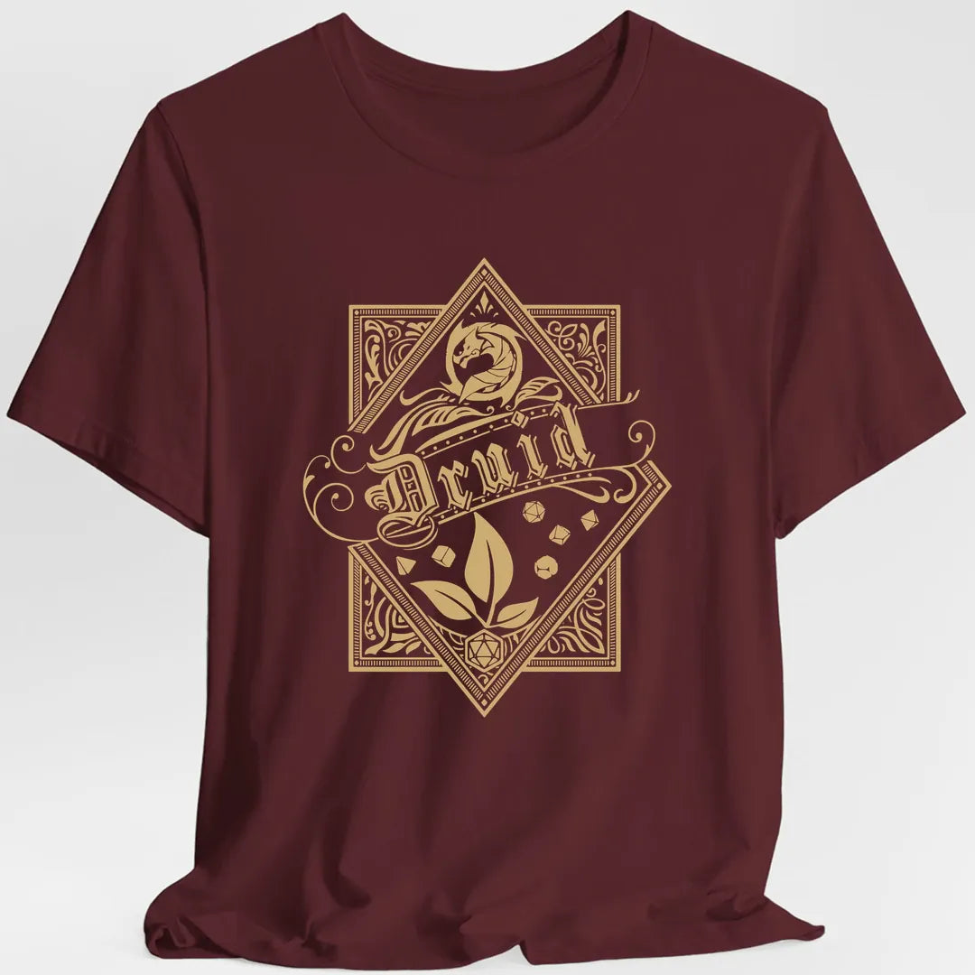 Printify T-Shirt Maroon / S Druid D&D Class Emblem T-shirt