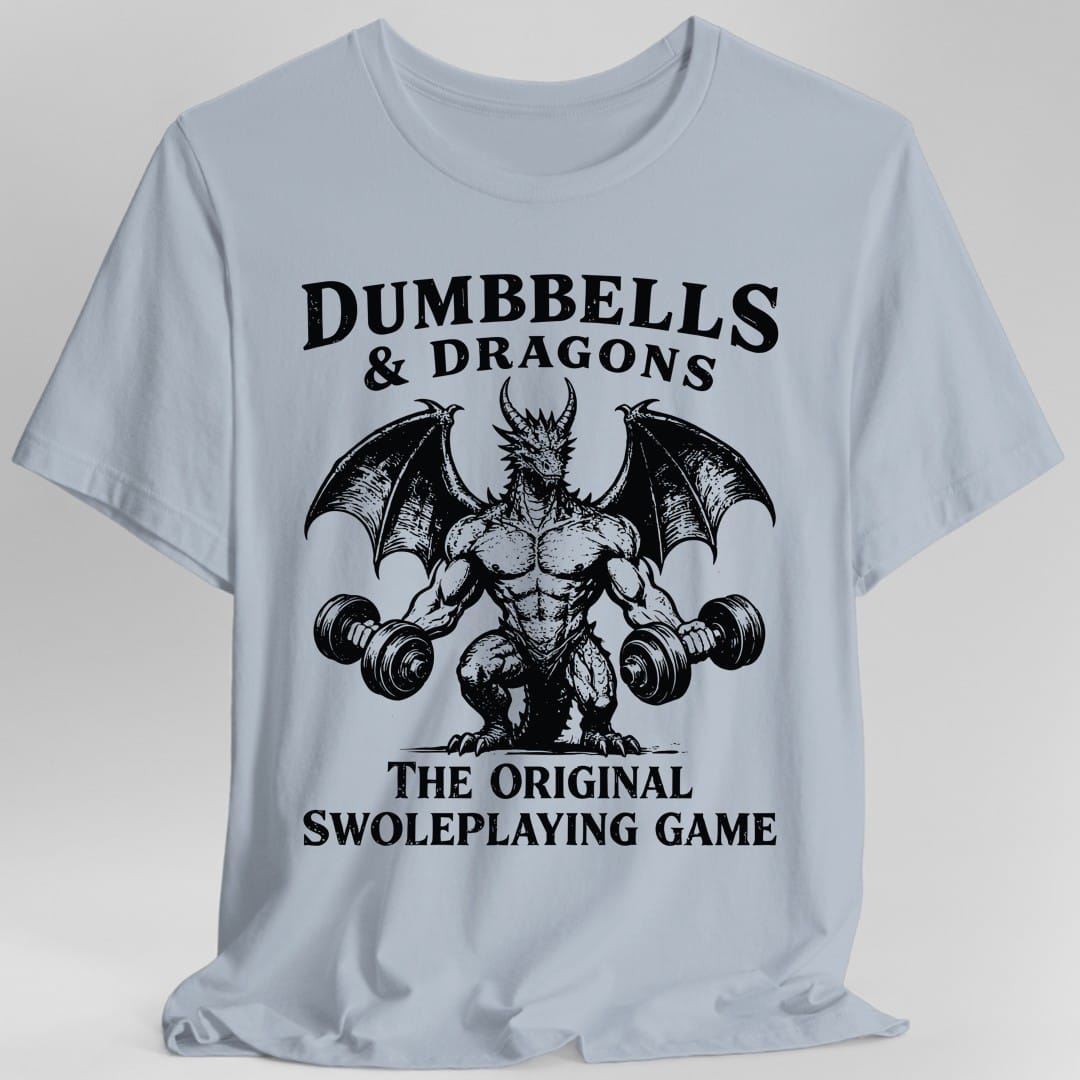 Printify T-Shirt Light Blue / S Dumbbells and Dragons T-Shirt