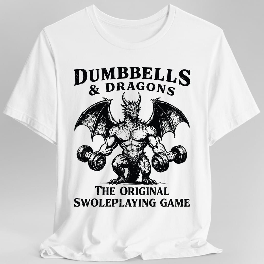 Printify T-Shirt White / S Dumbbells and Dragons T-Shirt