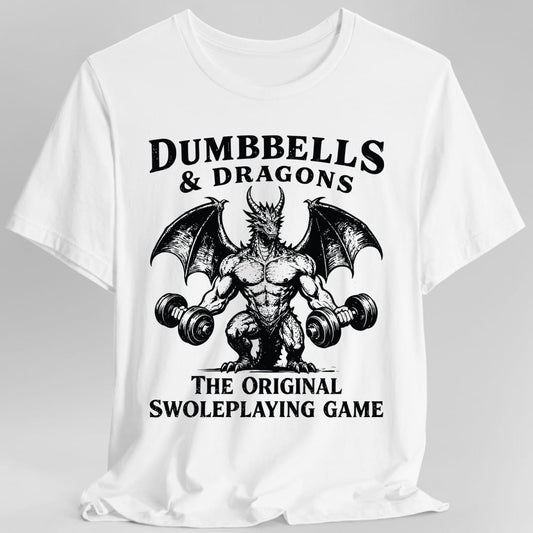 Printify T-Shirt White / S Dumbbells and Dragons T-Shirt