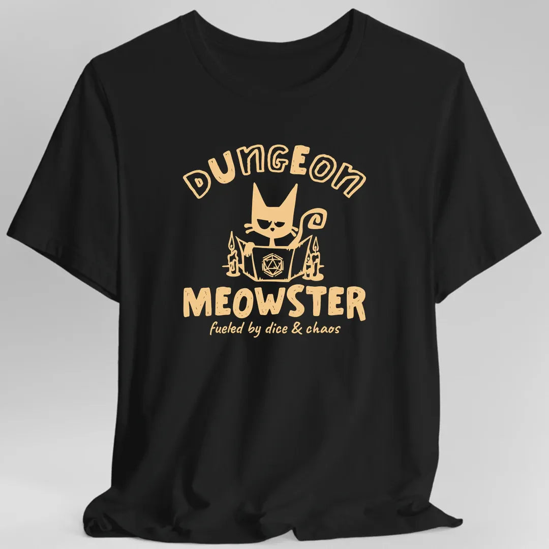 Printify T-Shirt Black / S Dungeon Meowster Cat D&D T-Shirt