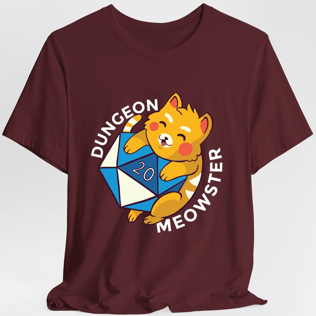 Printify T-Shirt Maroon / S Dungeon Meowster T-Shirt