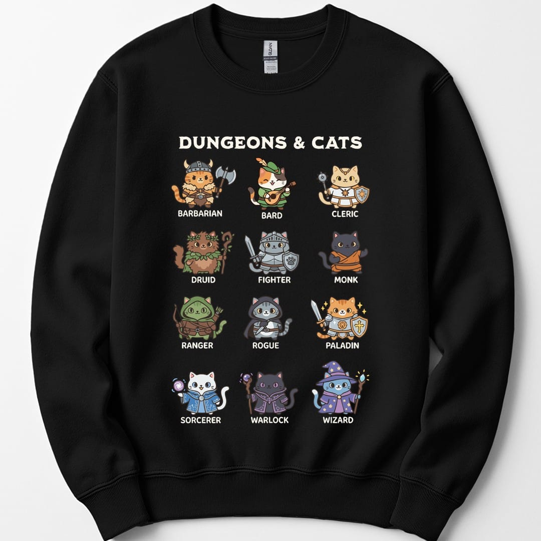 Printify Sweatshirt Black / S Dungeons & Cats Sweatshirt