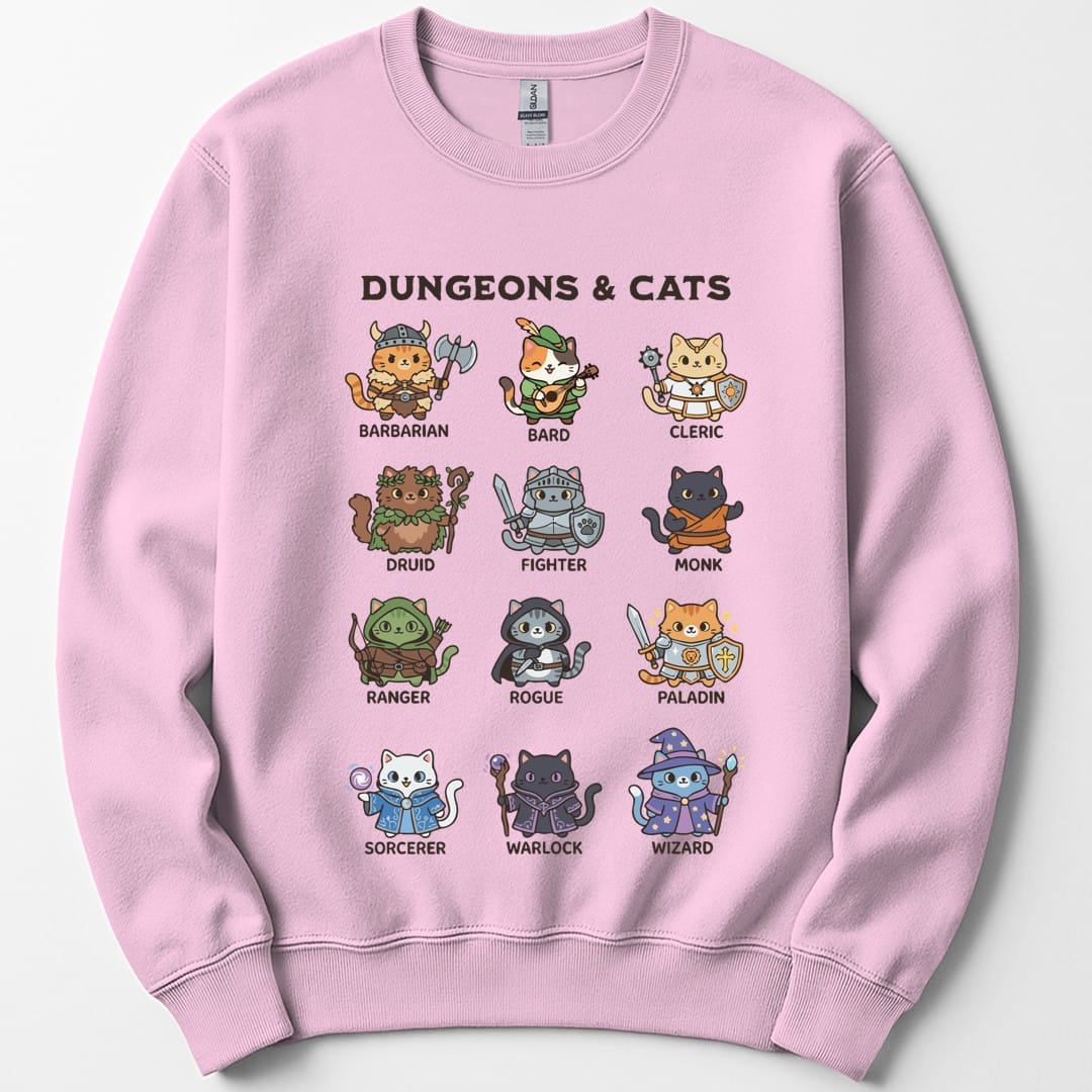 Printify Sweatshirt Light Pink / S Dungeons & Cats Sweatshirt