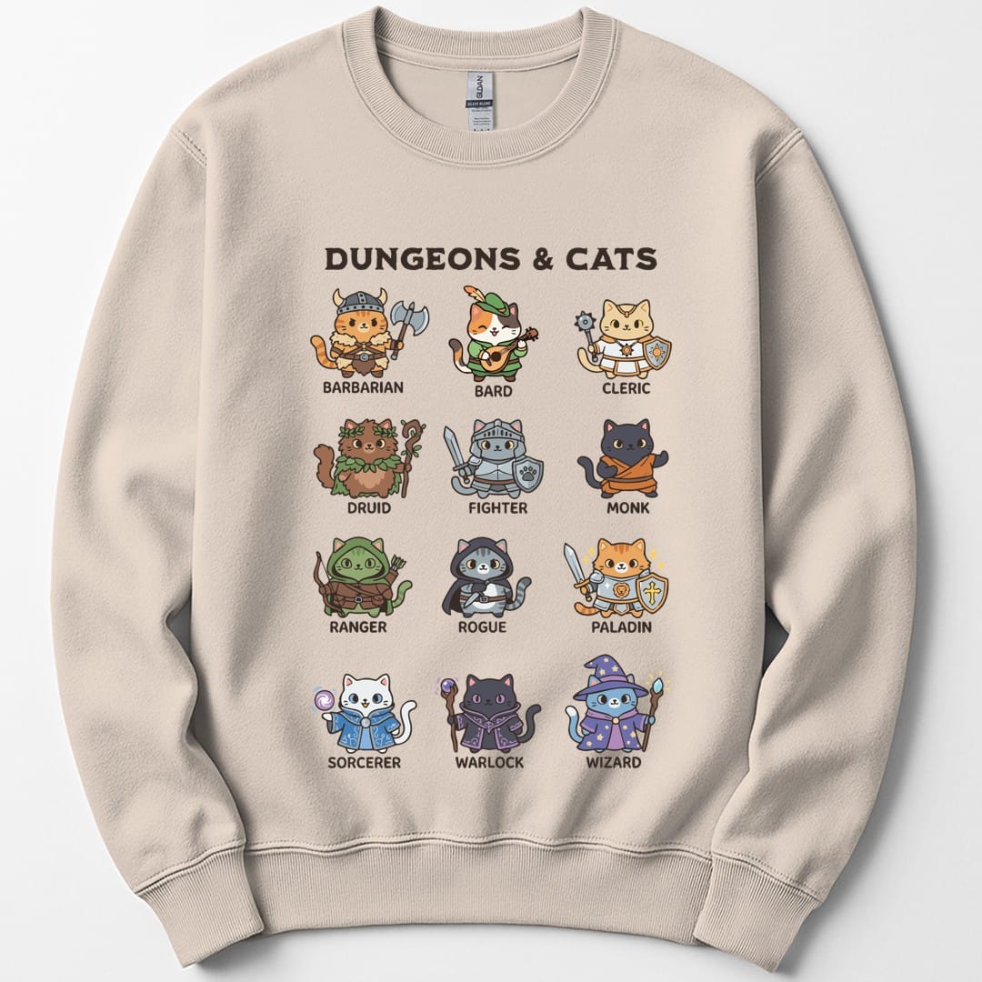 Printify Sweatshirt Sand / S Dungeons & Cats Sweatshirt