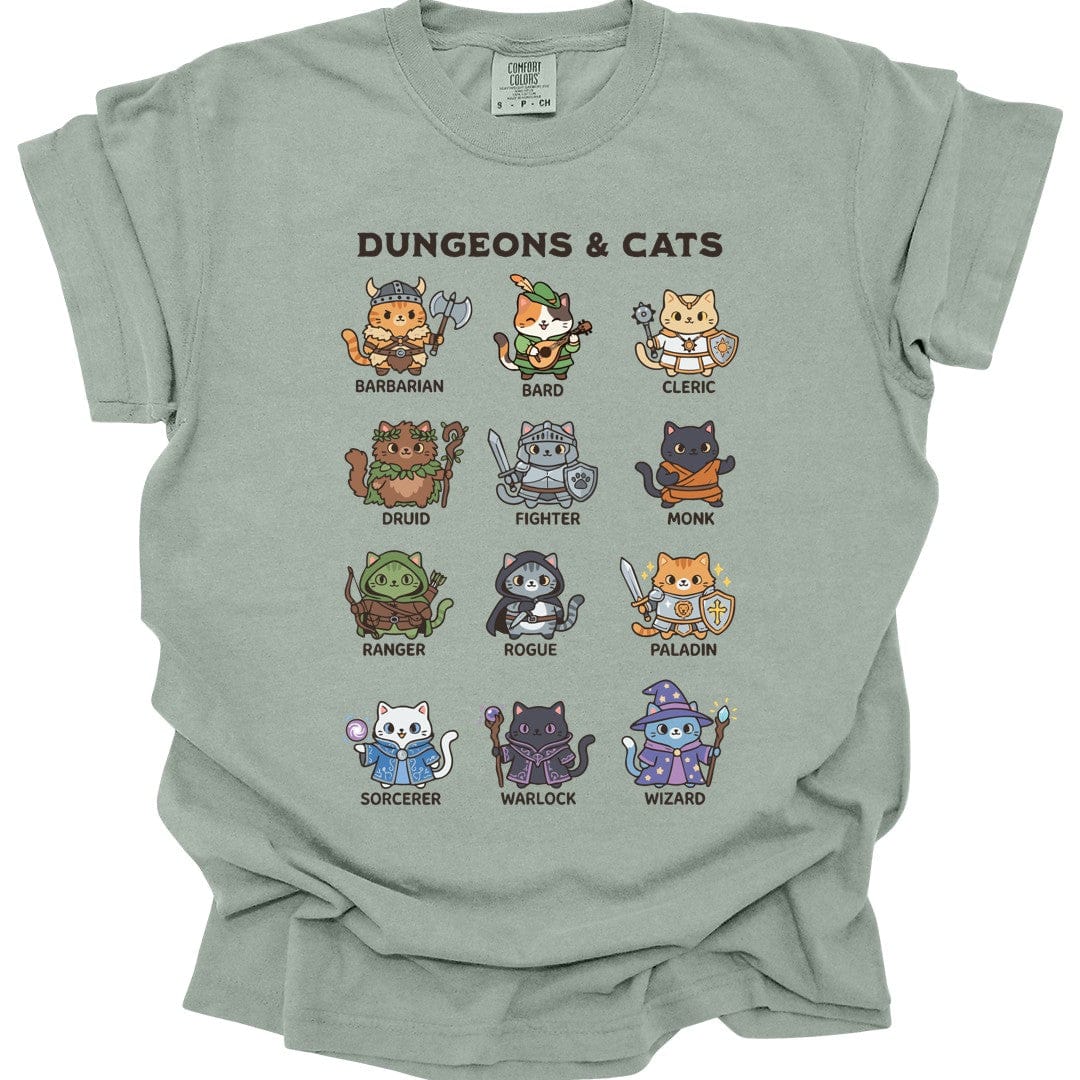 Printify T-Shirt Bay / S Dungeons & Cats T-shirt - Comfort Colors