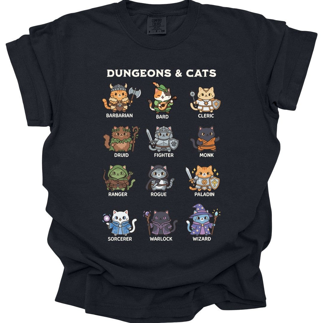 Printify T-Shirt Black / S Dungeons & Cats T-shirt - Comfort Colors